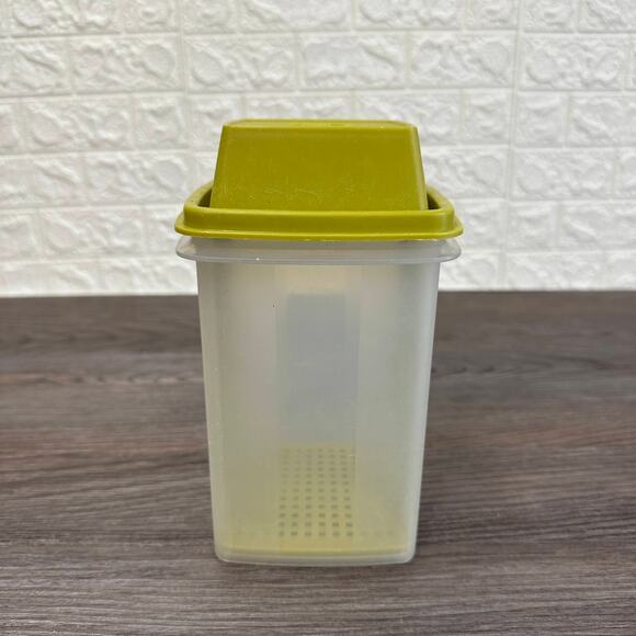 Vtg Tupperware Pick-A-Deli Pickle Container Olive Green White w/ LiftUp Strainer - Picture 2 of 5